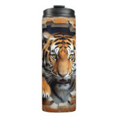 Modern Tiger 3D Animal Brown Thermosbeker (Voorkant)