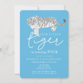 Modern Tiger Blue Kids Birthday Invitation Kaart (Voorkant)