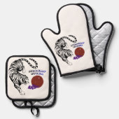 Modern Tiger Graphic Art Ovenwant & Pannenlap Set (Voorkant / Achterkant)