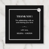 Modern tijdloos zwart-wit bruiloft gunst Label (Achterkant)