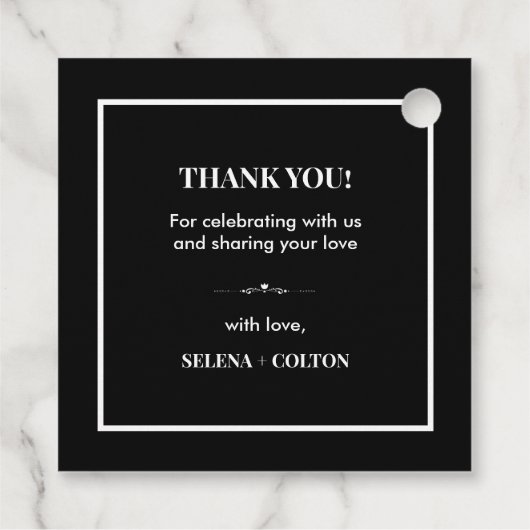 Modern tijdloos zwart-wit bruiloft gunst Label (Achterkant)