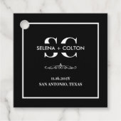 Modern tijdloos zwart-wit bruiloft gunst Label (Voorkant)