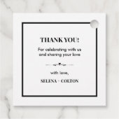 Modern tijdloos zwart-wit bruiloft gunst Label (Achterkant)