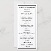 Modern tijdloos zwart-wit huwelijksprogramma (Achterkant)