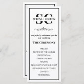 Modern tijdloos zwart-wit huwelijksprogramma (Voorkant / Achterkant)