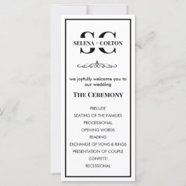 Modern tijdloos zwart-wit huwelijksprogramma