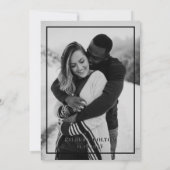 Modern tijdloos zwart-wit met foto bruiloft kaart (Achterkant)