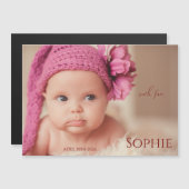 Modern Timeless Photo Magnetic Baby Announcement (Voorkant / Achterkant)