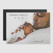Modern Timeless Photo Magnetic Birth Announcement (Voorkant / Achterkant)