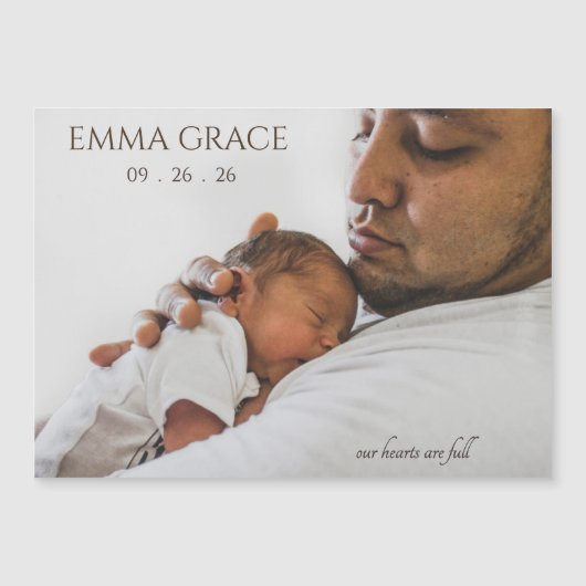 Modern Timeless Photo Magnetic Birth Announcement (Voorkant)