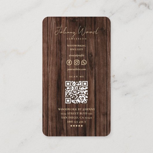 Modern timmerwerk Professioneel houtwerk Bruin hou Visitekaartje (Achterkant)
