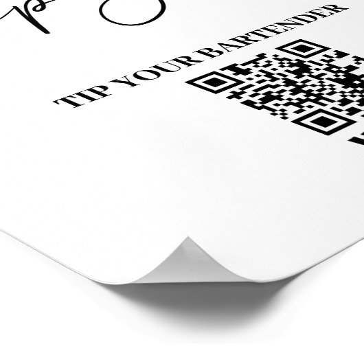 Modern Tip Uw Bartender QR Code App Betalingsteken Poster (Hoek)