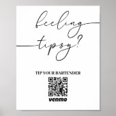 Modern Tip Uw Bartender QR Code App Betalingsteken Poster (Voorkant)