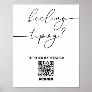 Modern Tip Uw Bartender QR Code App Betalingsteken Poster