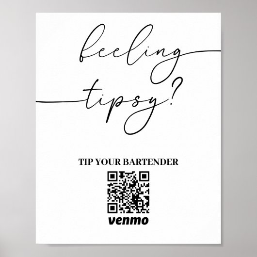 Modern Tip Uw Bartender QR Code App Betalingsteken Poster (Voorkant)