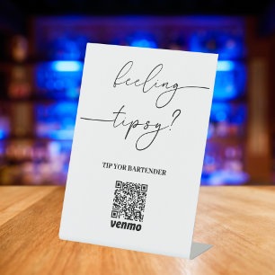 Modern Tip Uw Bartender QR Code App Betalingsteken Reclamebord Met Voetstuk