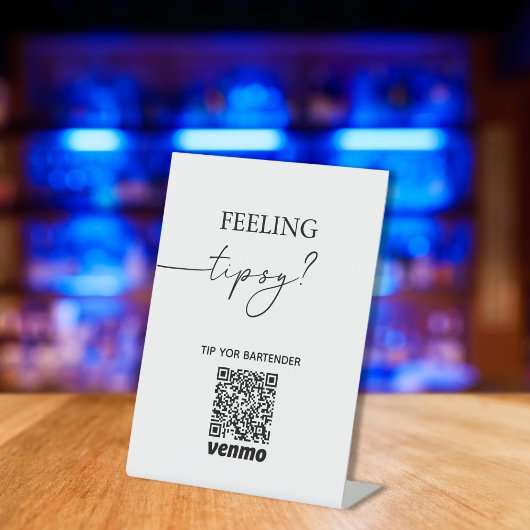 Modern Tip Uw Bartender QR Code App Betalingsteken Reclamebord Met Voetstuk