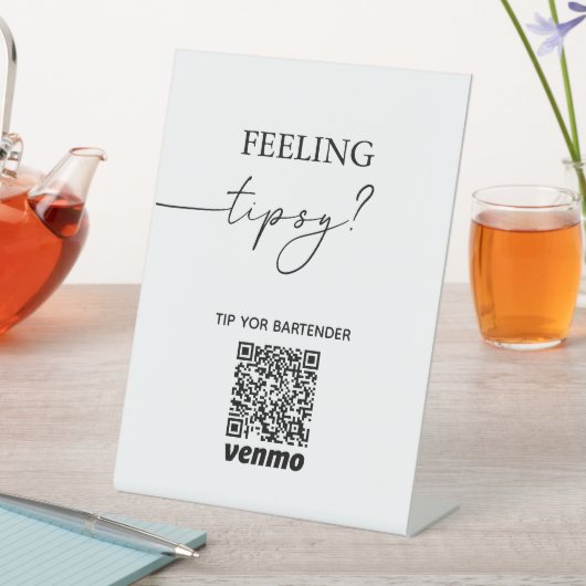 Modern Tip Uw Bartender QR Code App Betalingsteken Reclamebord Met Voetstuk (Insitu)