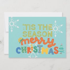 Modern Tis het Seizoen Leuke Kleurrijke Kerst Kaar Feestdagenkaart