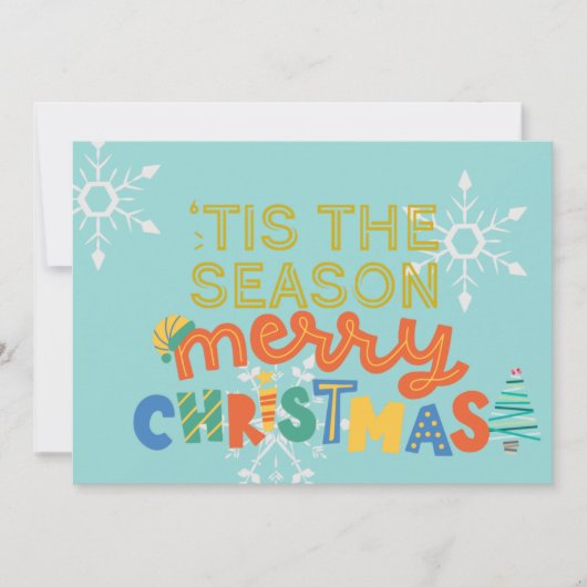 Modern Tis het Seizoen Leuke Kleurrijke Kerst Kaar Feestdagenkaart (Voorkant)