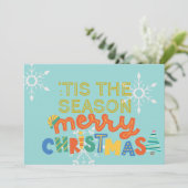 Modern Tis het Seizoen Leuke Kleurrijke Kerst Kaar Feestdagenkaart (Staand voorkant)