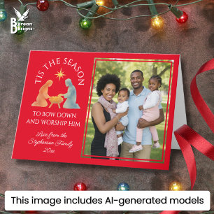Modern TIS IS HET SEIZOEN Familie Foto Kerstmis Feestdagen Kaart