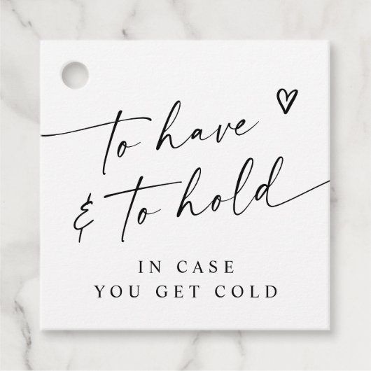 Modern To Have & To Hold Handwriting Heart Wedding Bedankjes Labels (Voorkant)