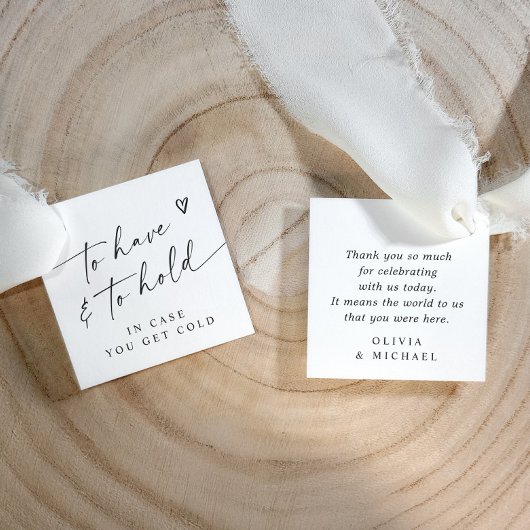 Modern To Have & To Hold Handwriting Heart Wedding Bedankjes Labels