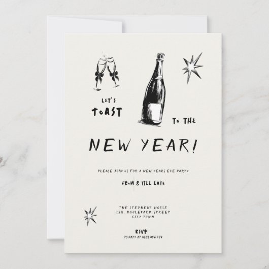 Modern Toast to the New Year 2026 Bold Typo Kaart (Voorkant)