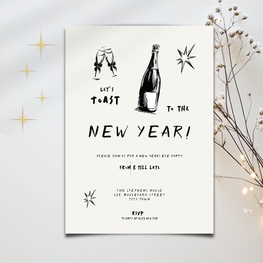 Modern Toast to the New Year 2026 Bold Typo Kaart