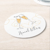 Modern Toast Verloving Papier Onderzetter (Gebogen)