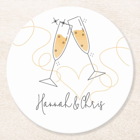 Modern Toast Verloving Papier Onderzetter (Voorkant)