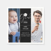 Modern Toen En Nu 2 Foto Afstudeerfeest Servet (Voorkant)