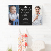 Modern toen en nu 2 foto afstudeerfeest spandoek (Insitu)