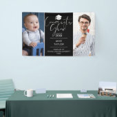 Modern toen en nu 2 foto afstudeerfeest spandoek (Beurs)