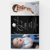 Modern toen en nu 2 foto afstudeerfeest spandoek (Verticaal)