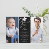 Modern Toen En Nu 3 Foto Afstudeerfeest Kaart (Staand voorkant)