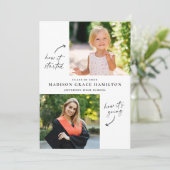 Modern Toen en Nu 3 Foto Afstuderen Aankondiging (Staand voorkant)