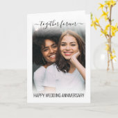 Modern Together Forever Wedding Anniversary Foto Kaart (Gele Bloem)