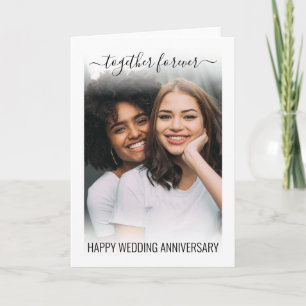 Modern Together Forever Wedding Anniversary Foto Kaart