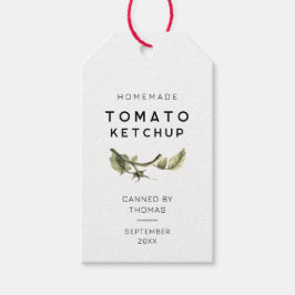 Modern Tomatenketchup-etiket met tomatenblad Cadeaulabel
