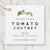 Modern Tomato Chutney label met aquarelblad (Voorkant)