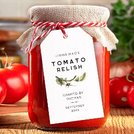 Modern Tomato Relish label met tomatenblad Cadeaulabel