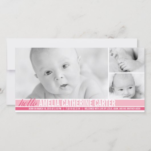 Modern Tones Baby Girl Geboorteaankondiging Aankondiging (Voorkant)