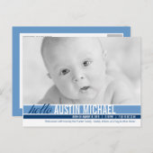 Modern Tones Geboorteaankondiging - Blauw Aankondigingskaart (Voorkant / Achterkant)