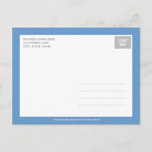 Modern Tones Geboorteaankondiging - Blauw Aankondigingskaart (Achterkant)