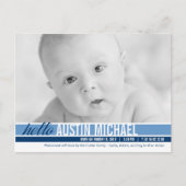 Modern Tones Geboorteaankondiging - Blauw Aankondigingskaart (Voorkant)