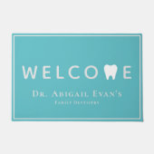 Modern Tooth Logo Light Blauwgroen Tandheelkunde W Deurmat (Voorkant)