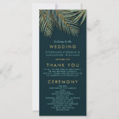 Modern Topical Palm Gold Blauwgroen Wedding Progra (Voorkant)