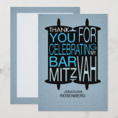 Modern Torah Dank je grijs en blauw Bedankkaart (Voorkant / Achterkant)